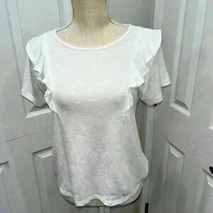 Hayden Girls size Y XL white ruffled shirt sleeve top shirt